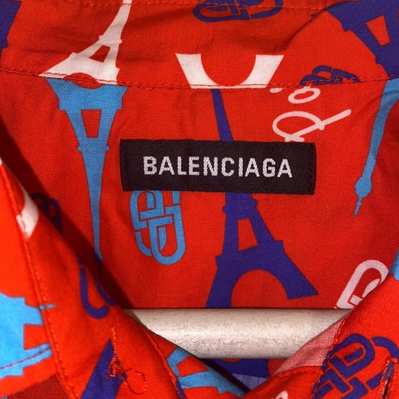 BALENCIAGA RED Parisian Eiffel Tower Shirt - Picture 2 of 11